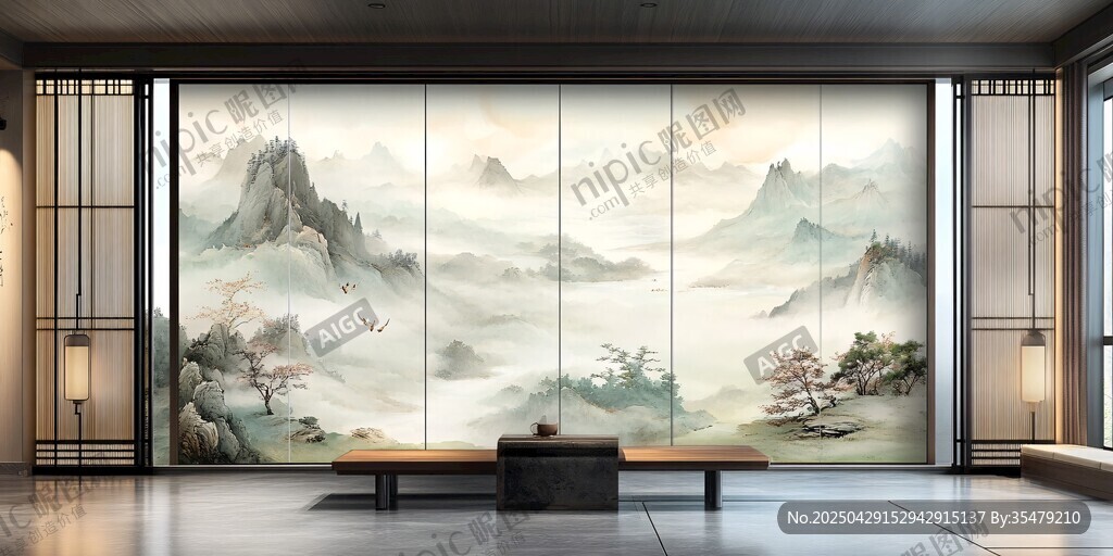 中式山水意境客廳裝飾畫