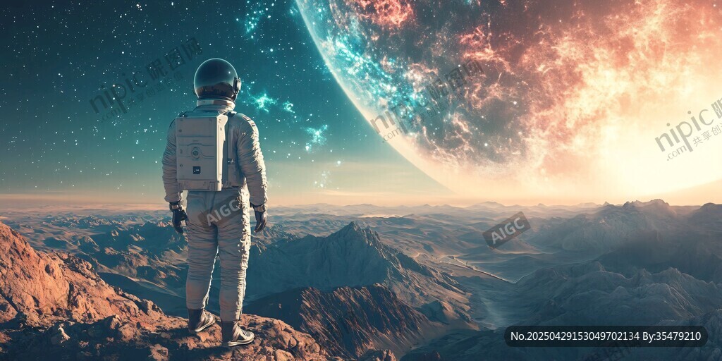 宇航員眺望神秘宇宙奇景