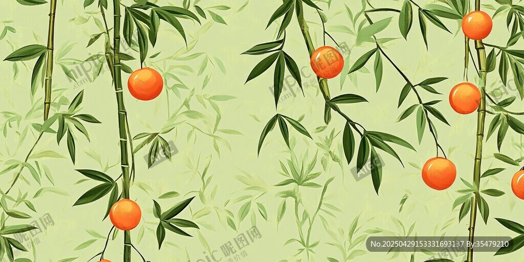 翠竹金桔中式風(fēng)背景圖