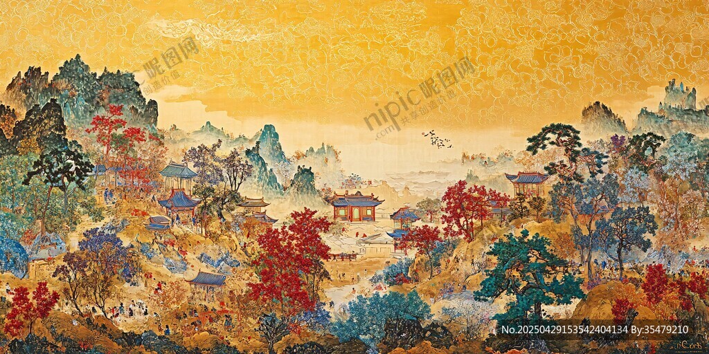 金秋山水勝景圖