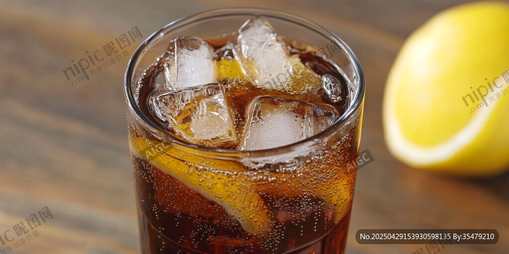 冰爽檸檬可樂飲品特寫