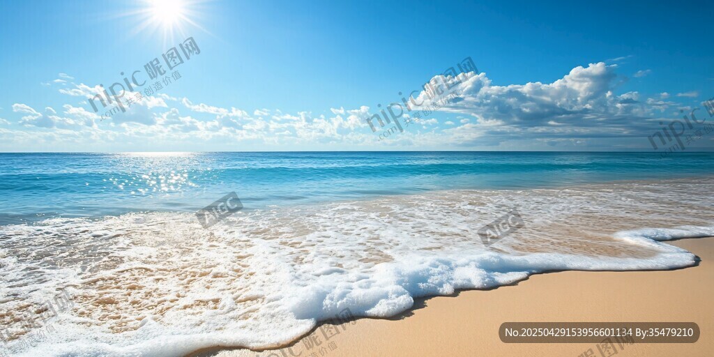 陽(yáng)光沙灘海浪的美麗景致