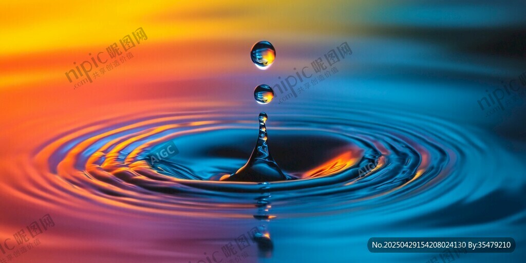 水滴落水面的絢麗瞬間