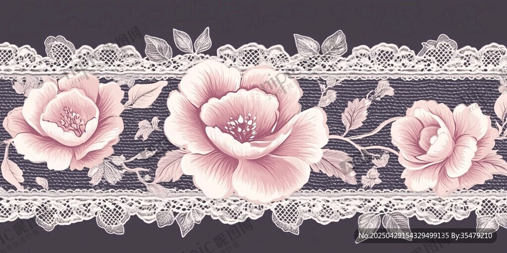 粉色花卉蕾絲花邊圖案
