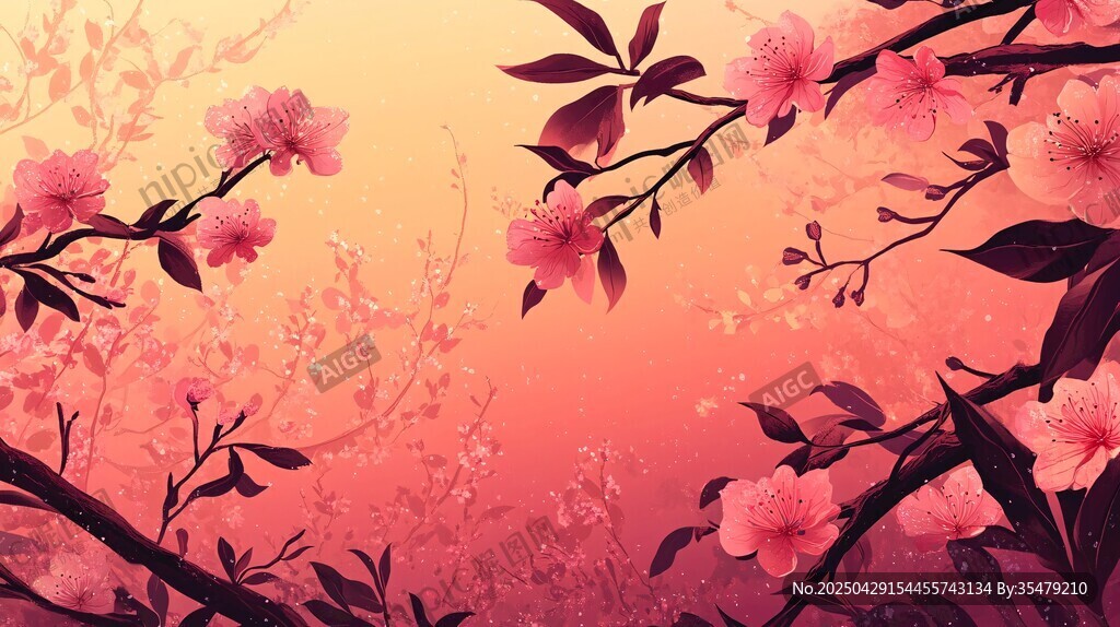 春日爛漫桃花景致