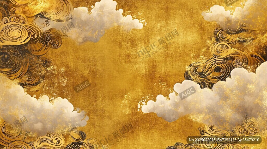 金色云紋中式背景圖
