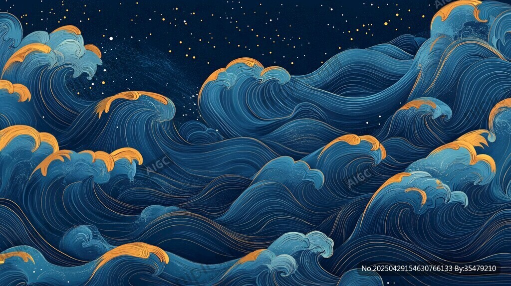 星夜下的奇幻海浪景觀
