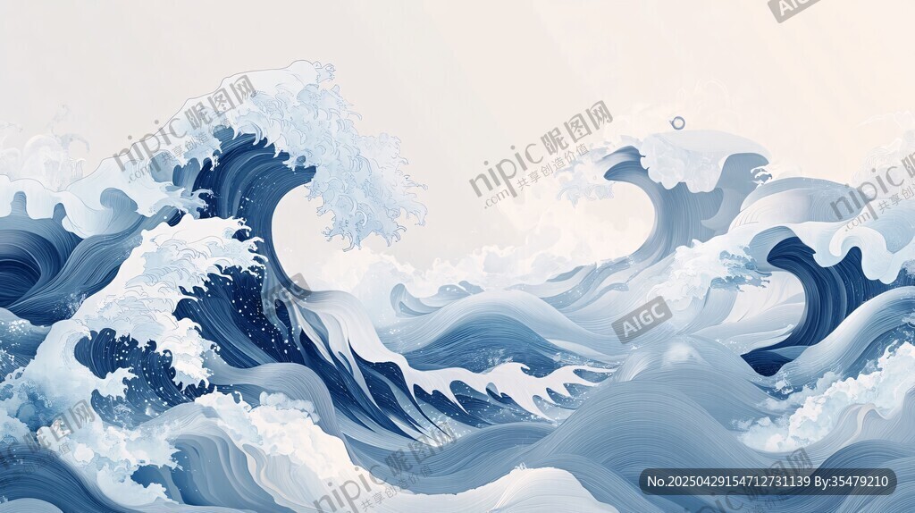 洶涌澎湃海浪插畫(huà)