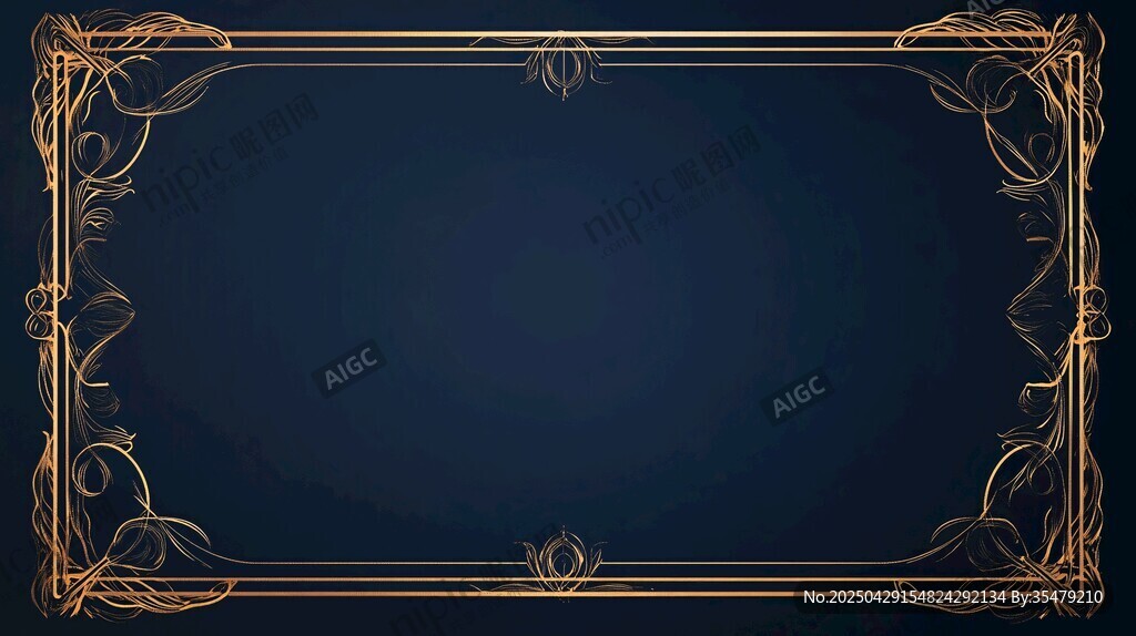 深藍色背景金色華麗邊框