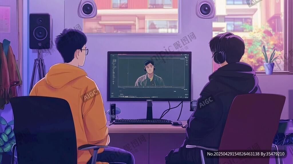 兩人同屏觀看視頻場景