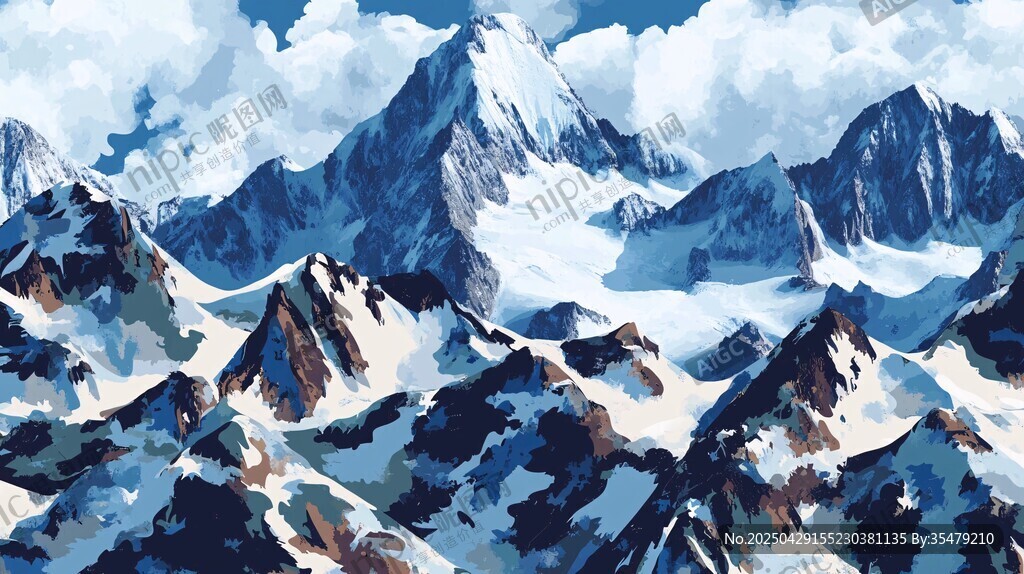 壯麗雪山繪景