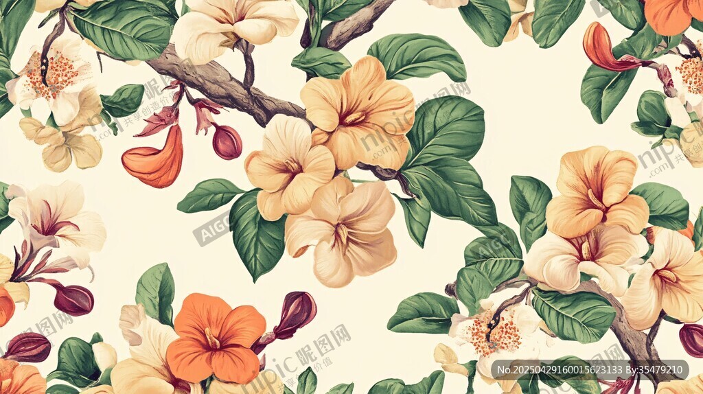 復(fù)古風(fēng)花卉圖案背景圖