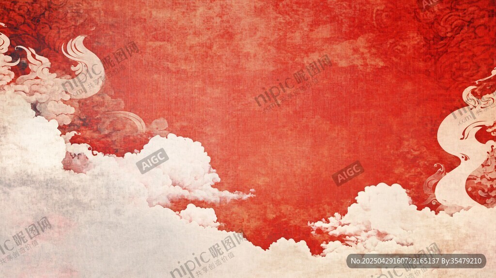 紅色云海間的祥瑞國風(fēng)圖景