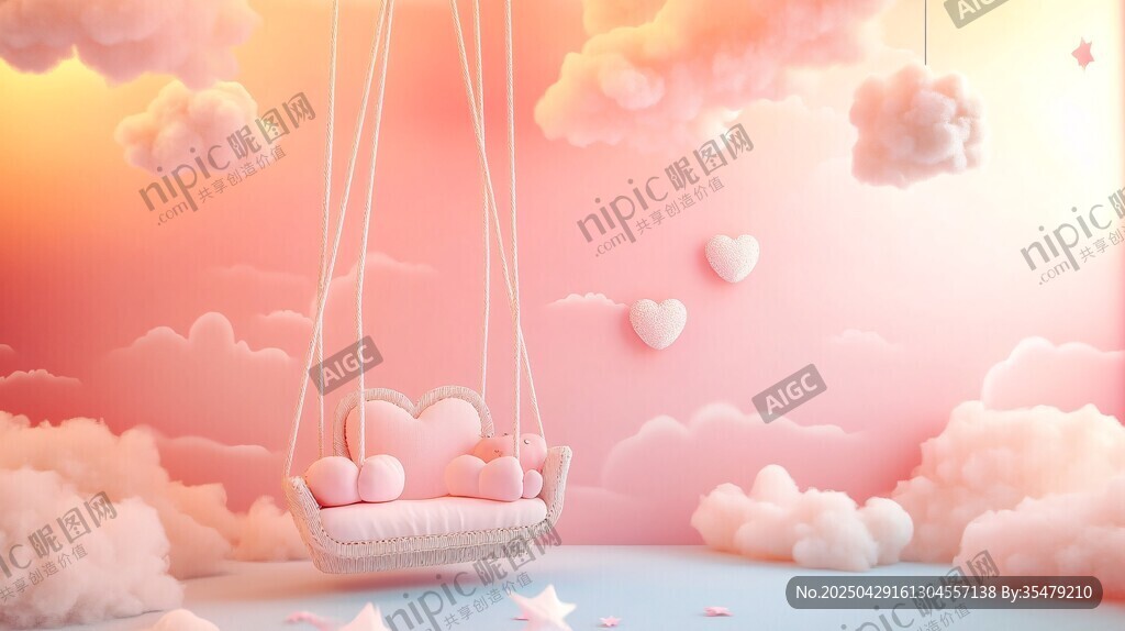 夢(mèng)幻云端秋千浪漫場景