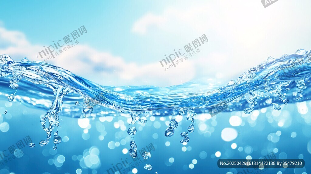 清澈水波下的夢(mèng)幻氣泡世界