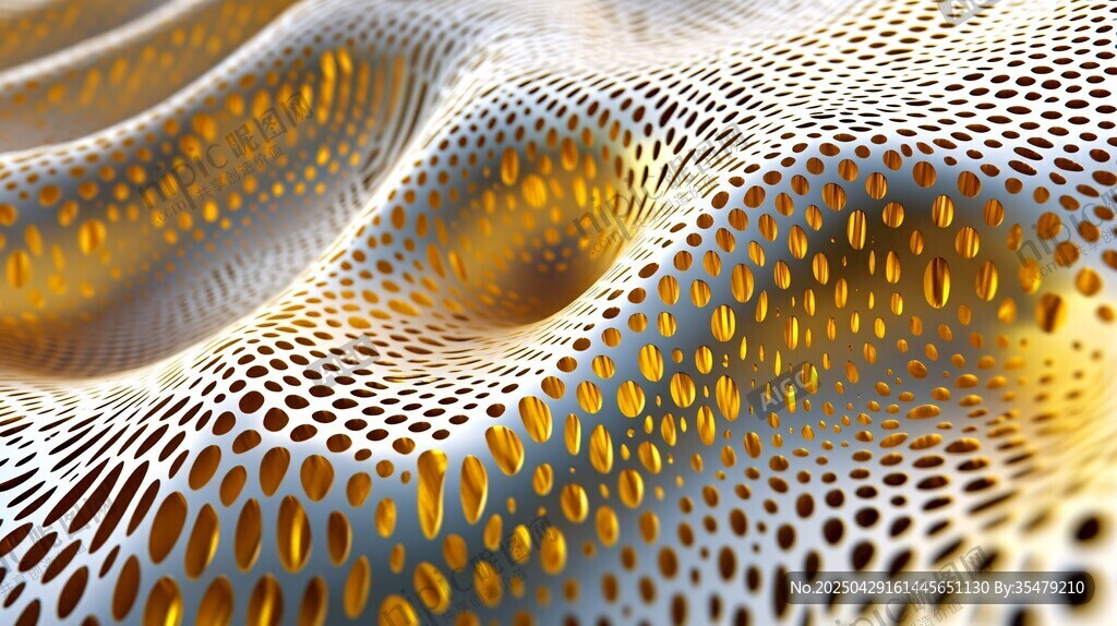 金色波浪孔洞3D紋理圖案