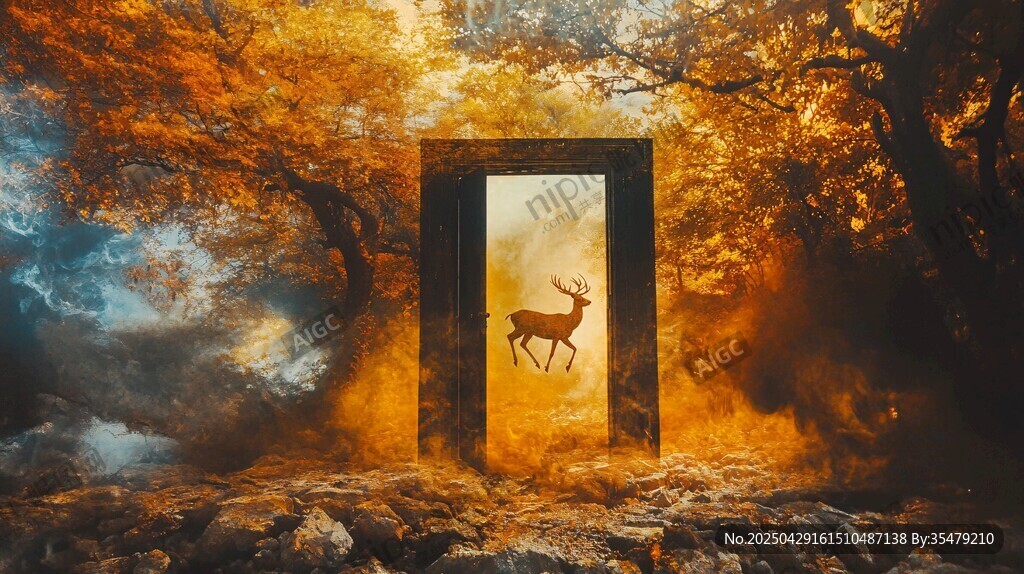 奇幻之門中的靈動神鹿