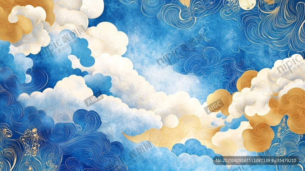 夢幻云海中式風(fēng)背景圖