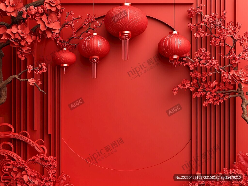 中式紅韻 燈籠繁花迎佳節