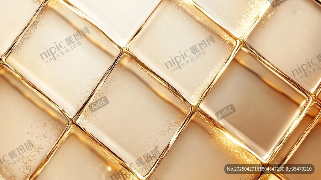金色方格瓷磚質感特寫