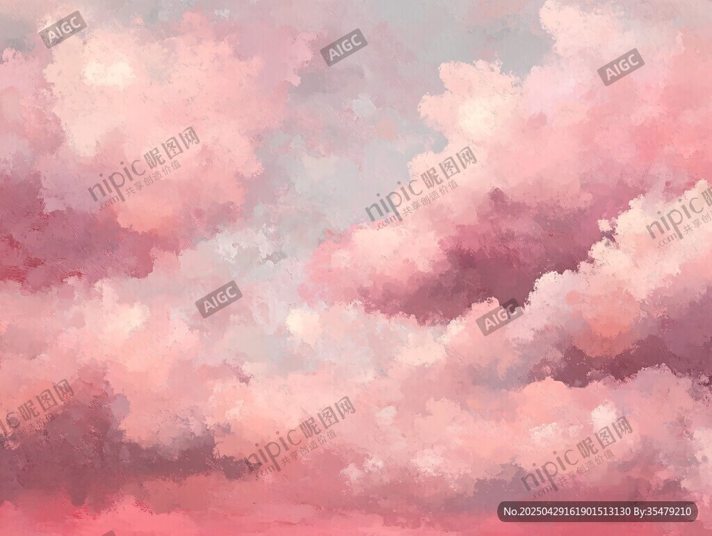 夢幻粉色云朵天空景象