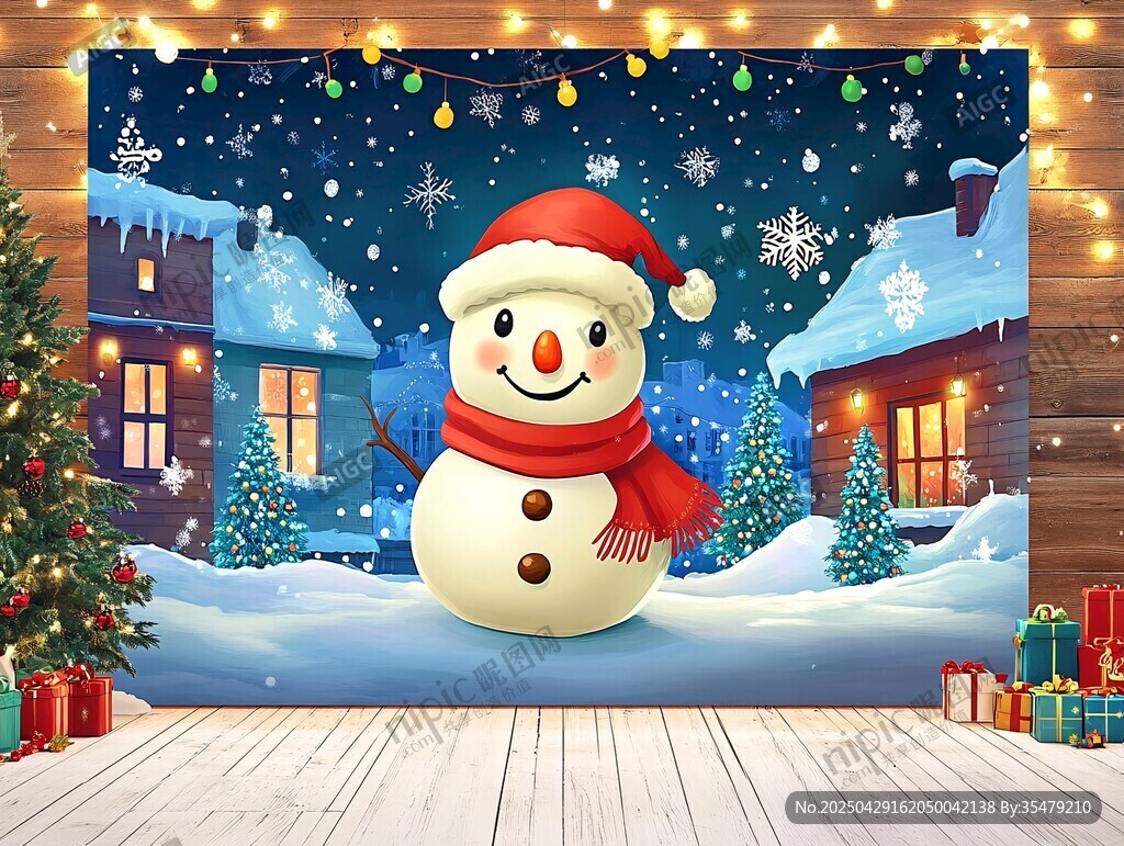 可愛雪人迎溫馨圣誕場景