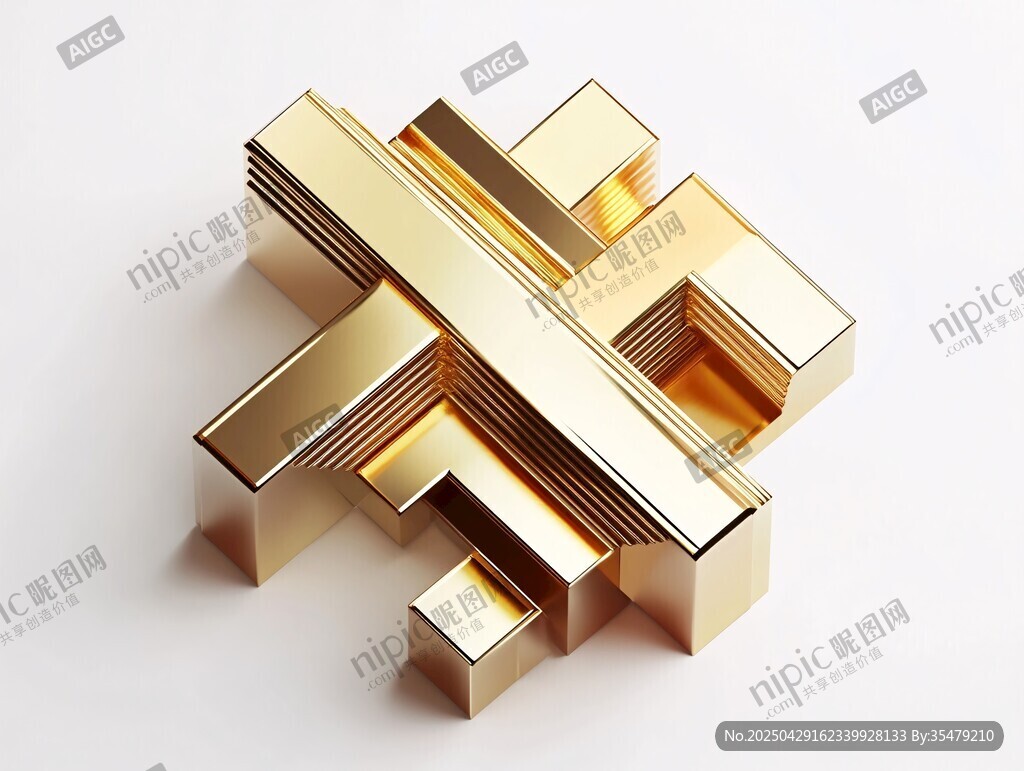金色立體幾何造型擺件