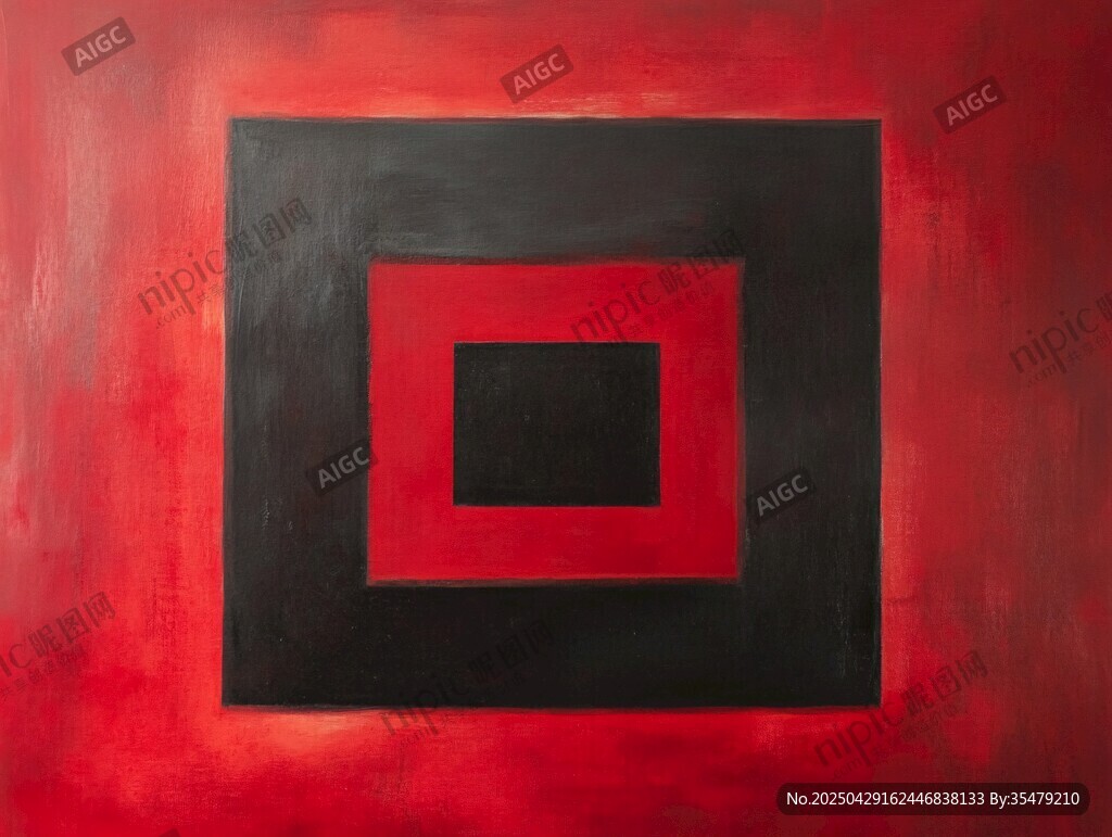 紅黑幾何抽象畫作