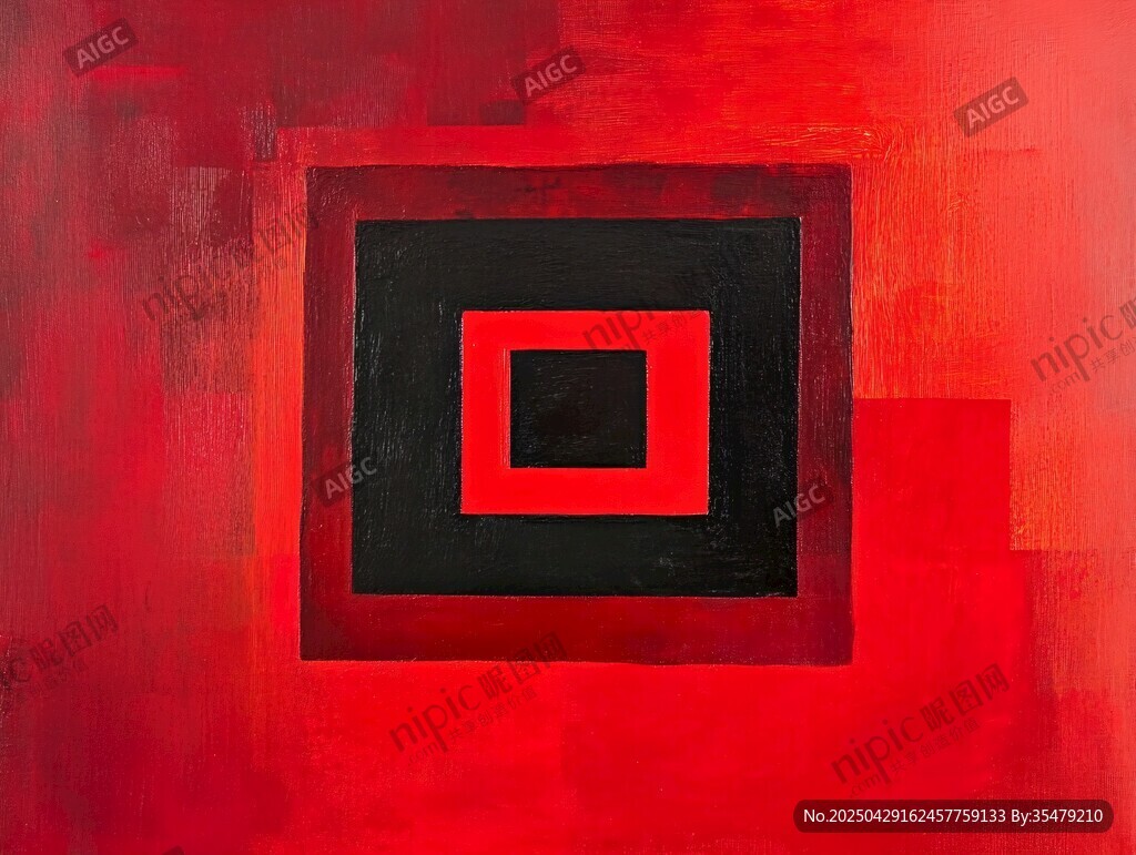 紅色幾何抽象藝術(shù)畫作