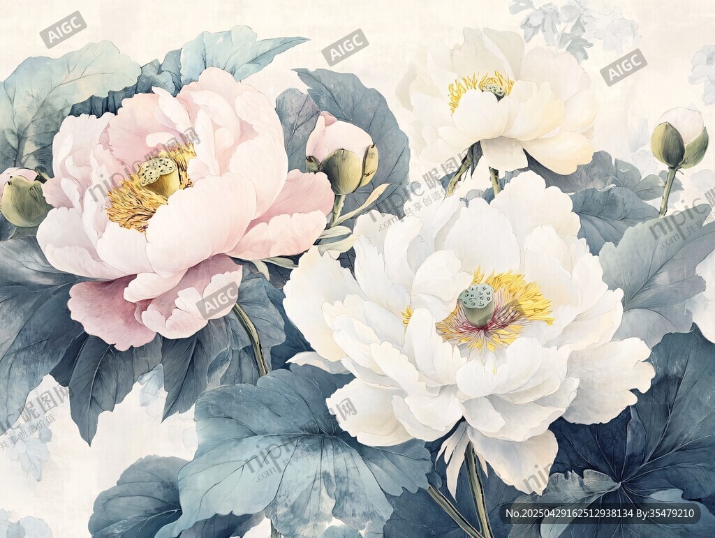 水墨牡丹圖 典雅花卉之美