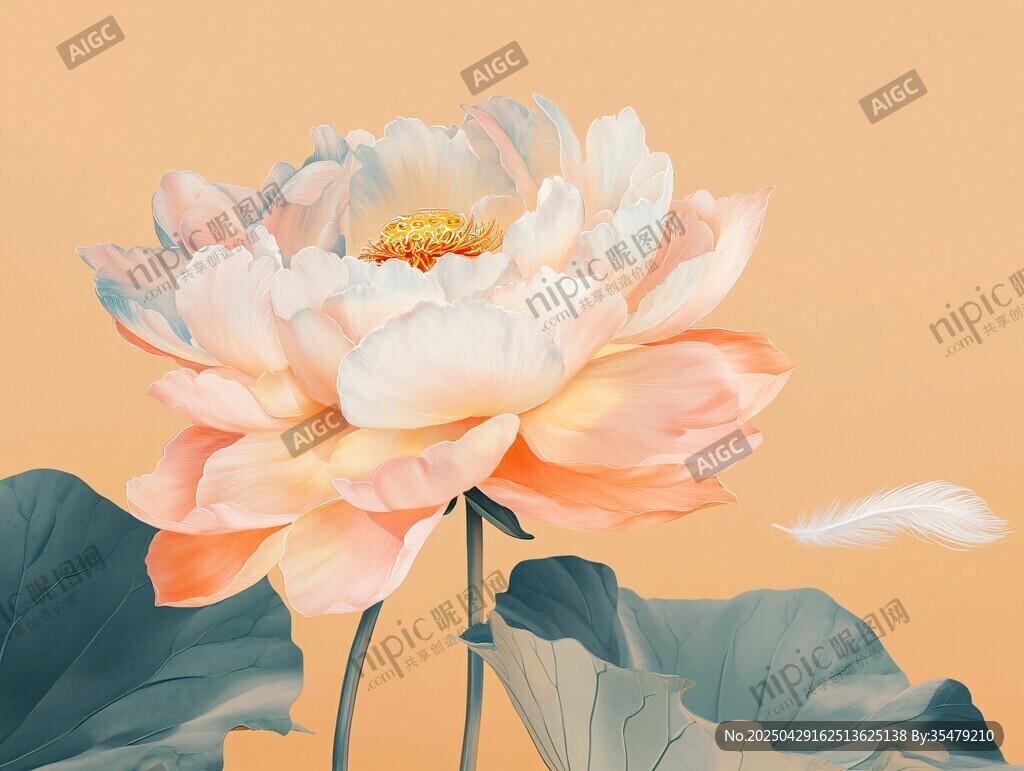 水墨風盛開的唯美荷花圖