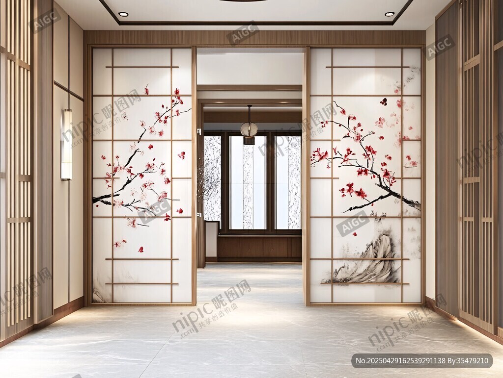 中式雅致玄關(guān) 梅花屏風(fēng)之美