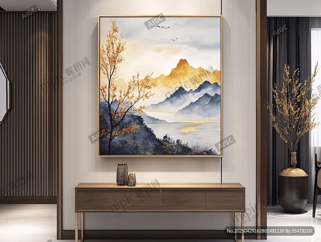 客廳中式山水掛畫(huà)裝飾