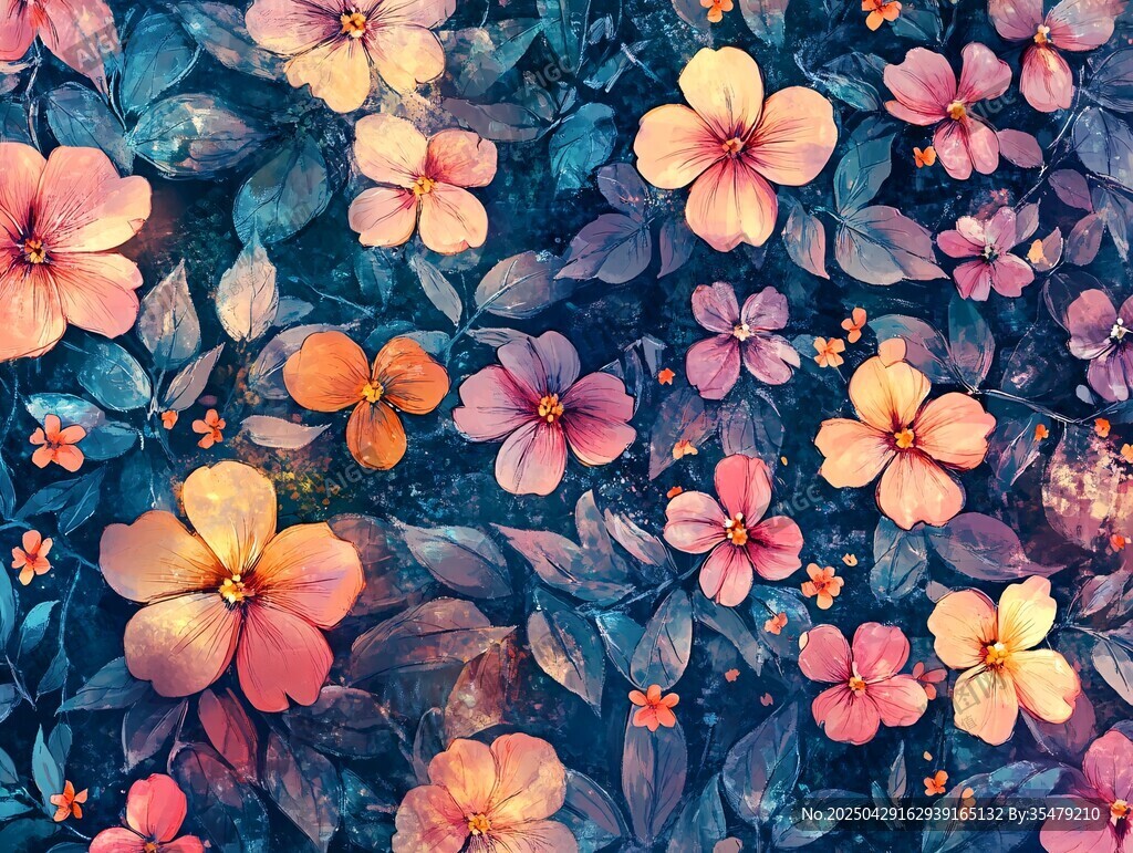 繽紛花卉圖案背景紋理