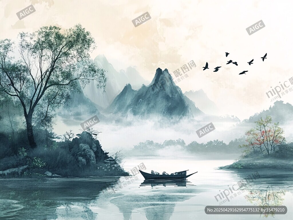 山水行舟圖