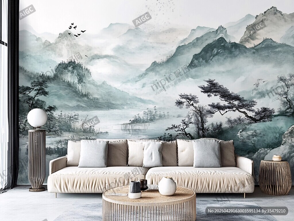 中式山水風客廳優雅景致