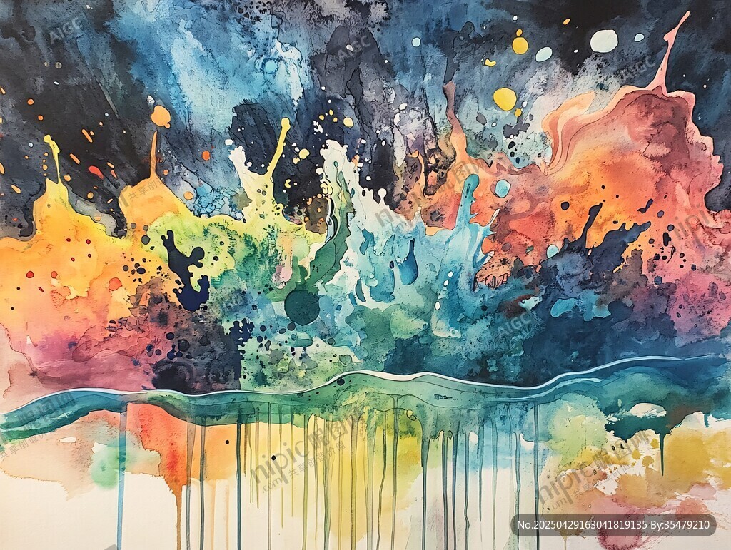 色彩飛濺的抽象藝術畫作