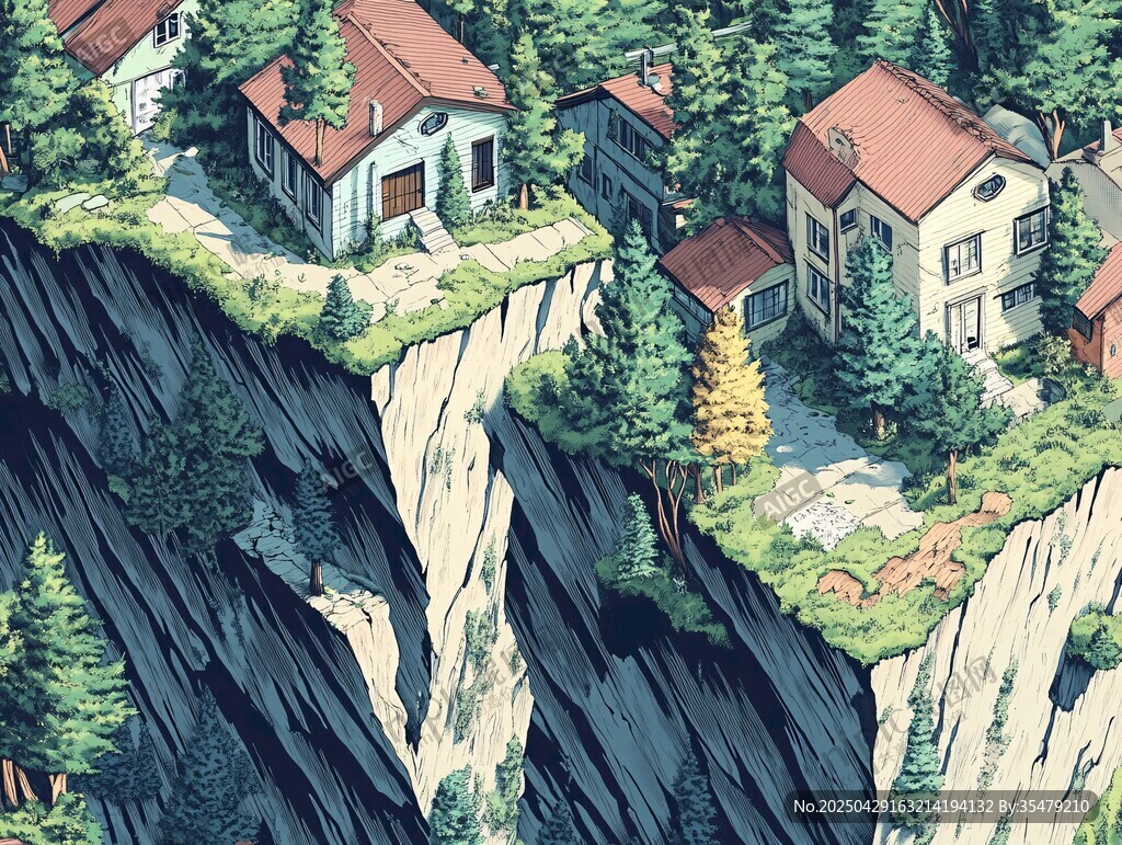 懸崖邊的夢幻房屋景觀