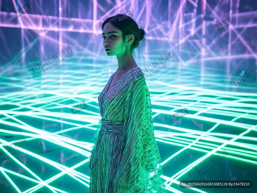 夢幻光影中的優(yōu)雅女子