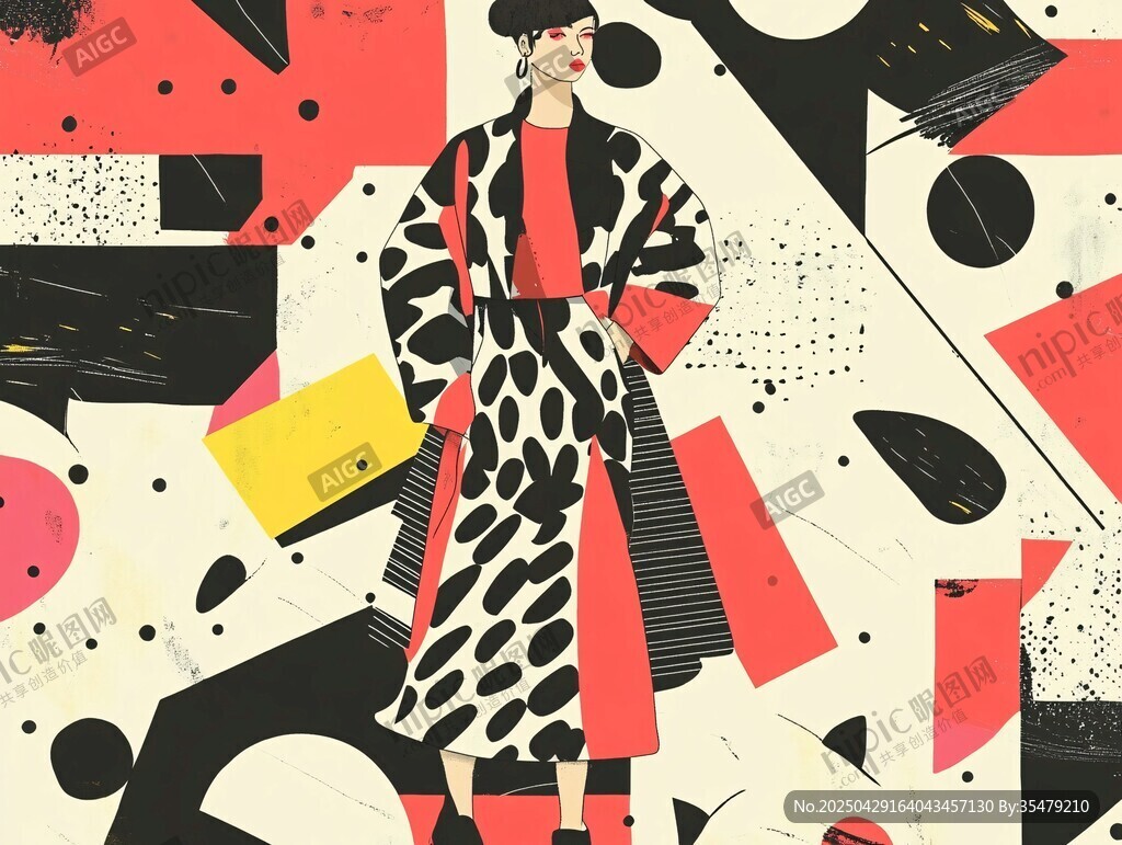時尚幾何風女性插畫形象