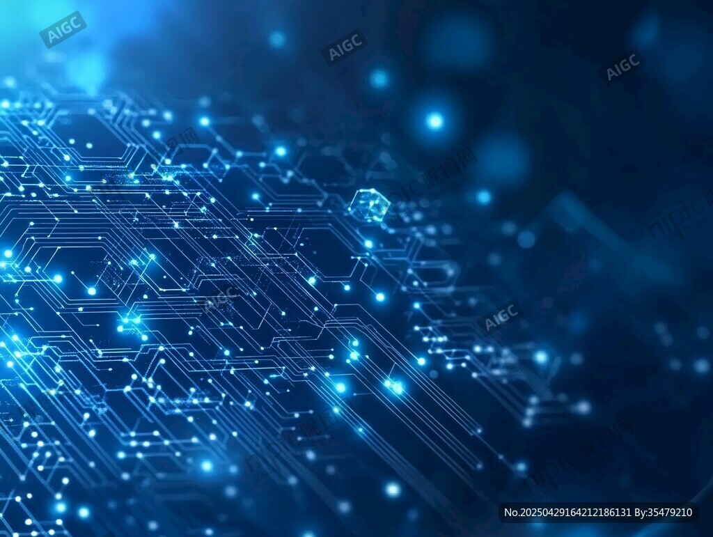 科技感藍色電路背景圖