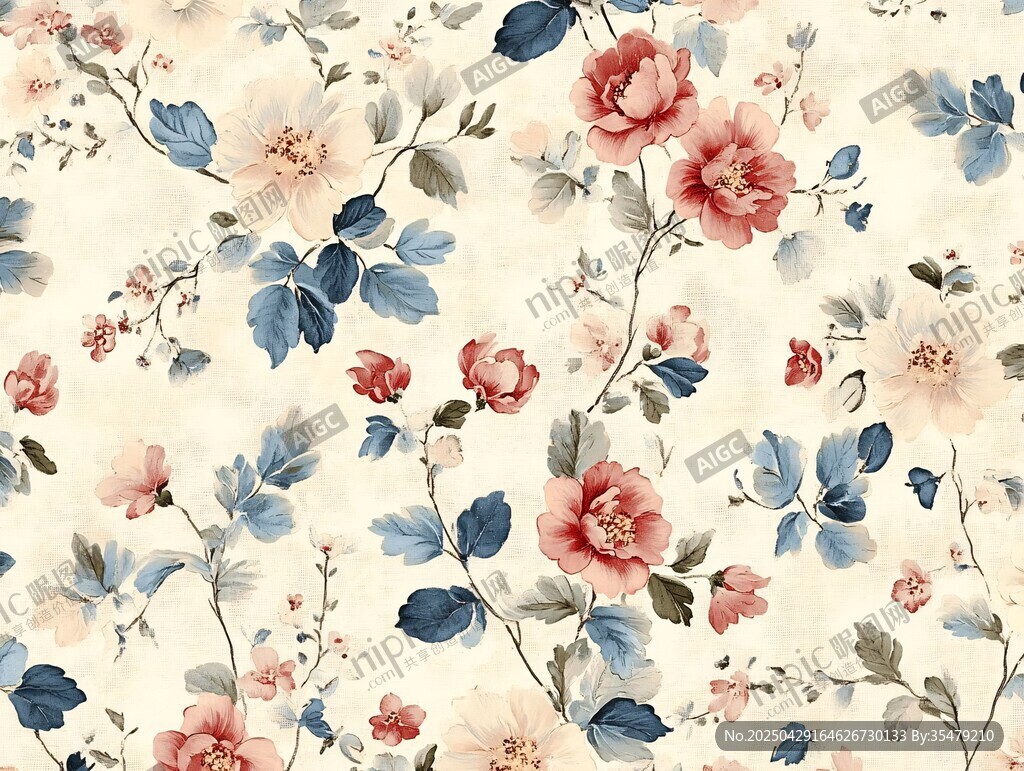 復(fù)古風花卉圖案壁紙