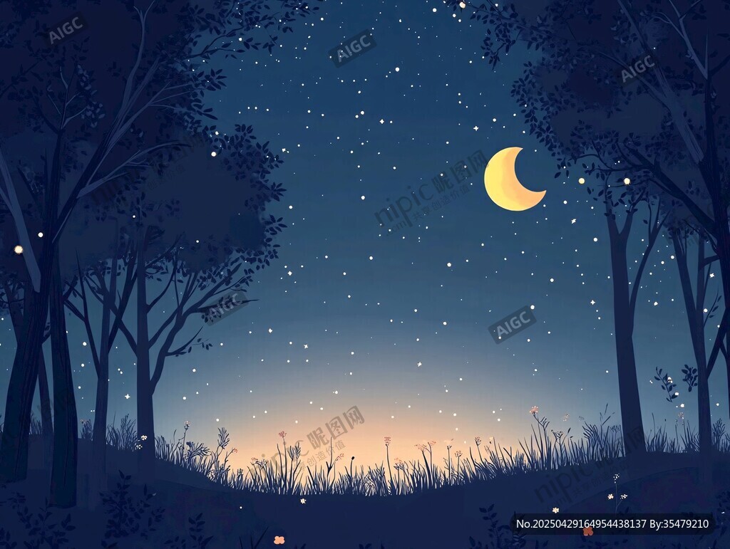 月夜森林夢(mèng)幻美景