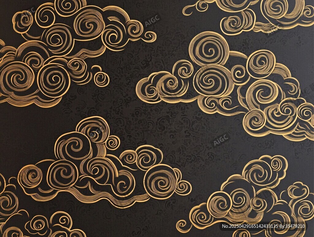 黑金祥云圖案背景裝飾