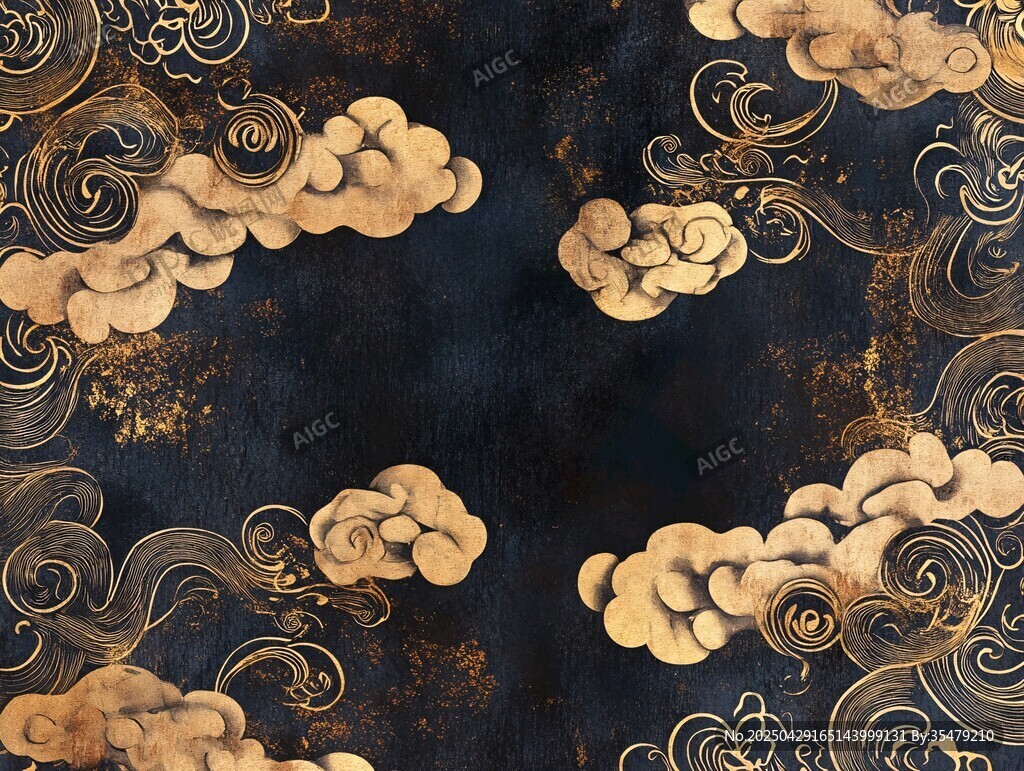 黑金祥云中式古典紋理圖案