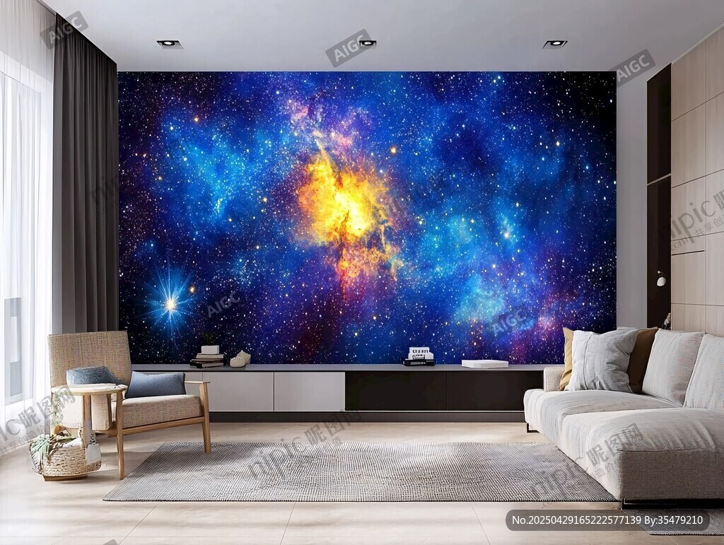 夢幻星空客廳背景墻