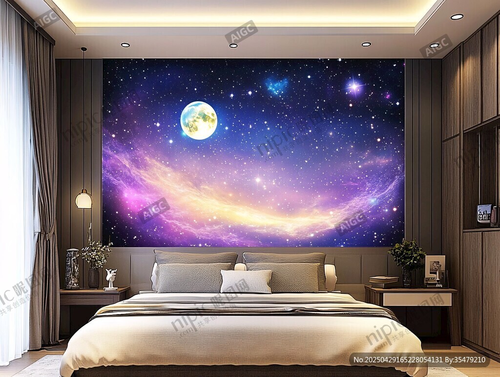 夢幻星空臥室墻面裝飾