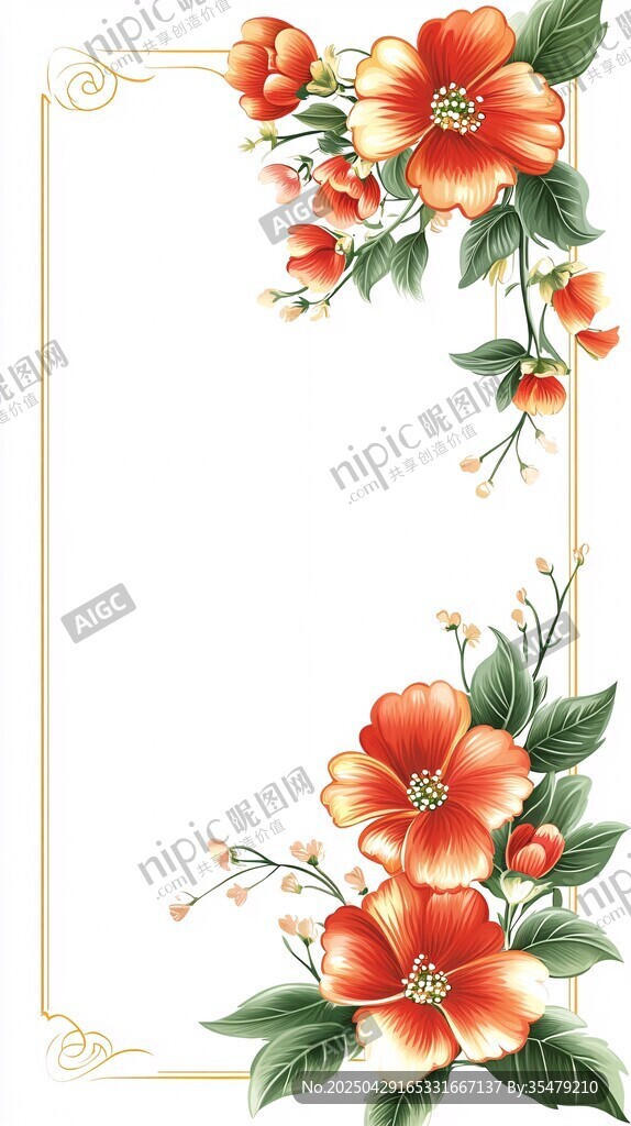 花卉裝飾邊框插畫素材