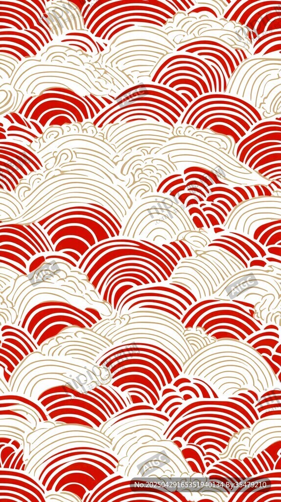 紅白相間傳統(tǒng)海浪紋圖案