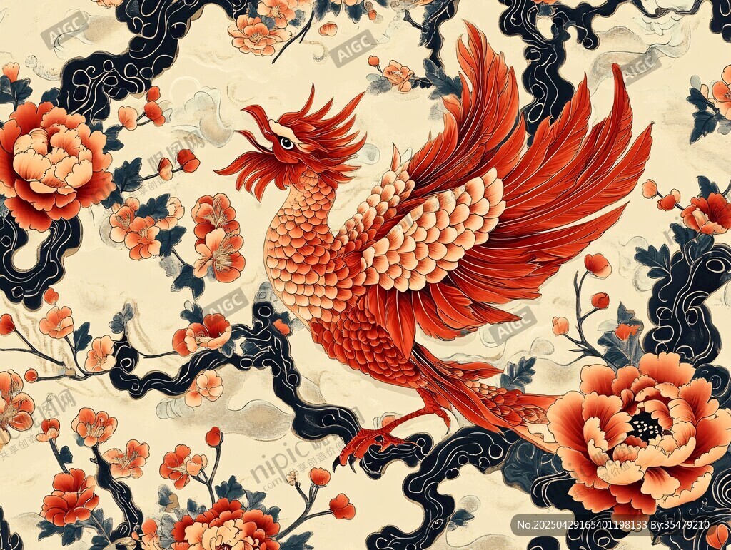 鳳凰牡丹中式傳統(tǒng)紋樣